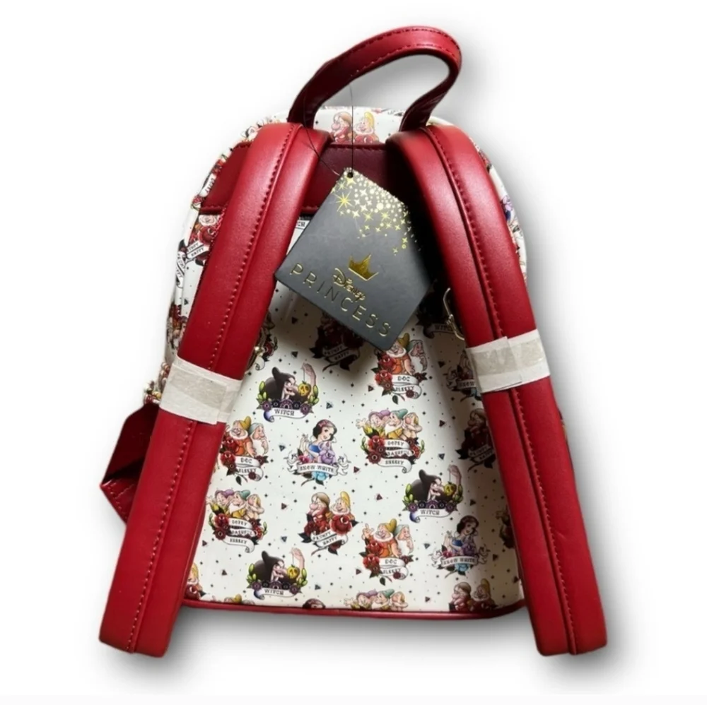 NWT LOUNGEFLY DISNEY PRINCESS Snow White Traditional Tattoo Print Mini Backpack - Picture 5 of 8
